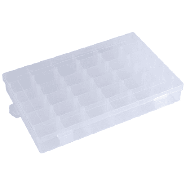CAJA PLASTICA 1 PISO 27.5x17.5x4.3cm (36 DIVISIONES)