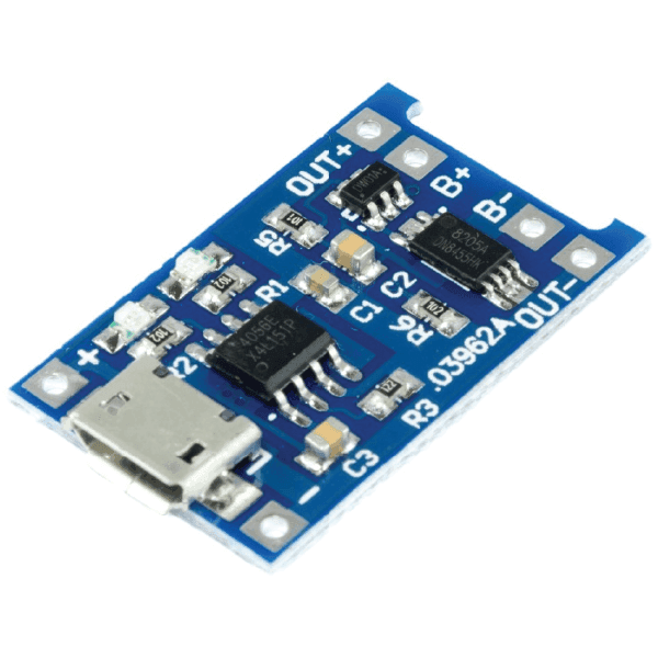 CARGADOR TP4056 3.7V 1A CON PROTECCION MICRO USB PARA BATERIA 18650