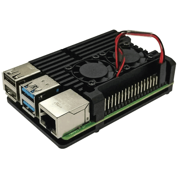 CASE DE ALUMINIO COLOR NEGRO RASPBERRY PI 4 MODELO B
