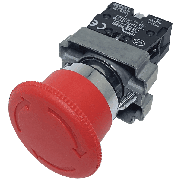 PULSADOR DE EMERGENCIA 22mm TIPO HONGO NEGRO METALICO