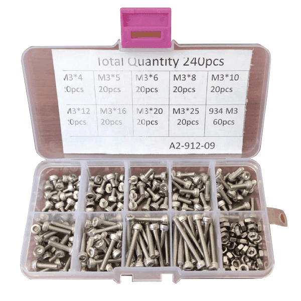 KIT TORNILLOS HEXAGONALES ACERO INOXIDABLE BLANCO
