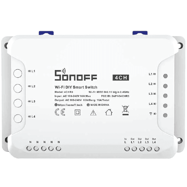 INTERRUPTOR/CONTROLADOR INTELIGENTE 4 CANALES WIFI SONOFF R3