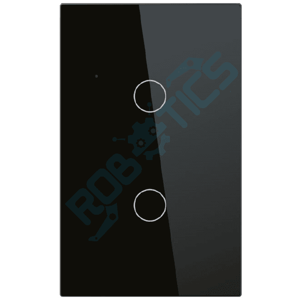 INTERRUPTOR INTELIGENTE TOUCH 2 CANALES WIFI CON CAPACITOR TUYA WT-U2 NEGRO