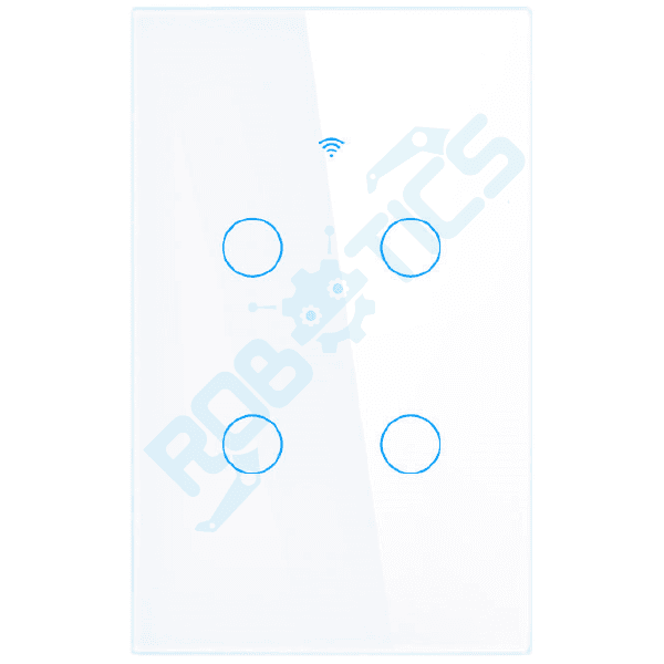 INTERRUPTOR INTELIGENTE TOUCH 4 CANALES WIFI CON CAPACITOR TUYA TY-U4 BLANCO