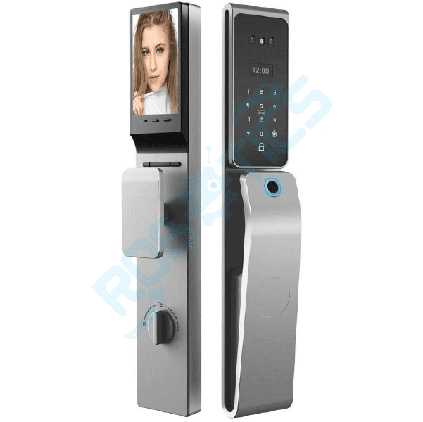 CERRADURA INTELIGENTE CON CAMARA, RECONOCIMIENTO FACIAL E INTERCOMUNICADOR WIFI TUYA H18-TY PLATA