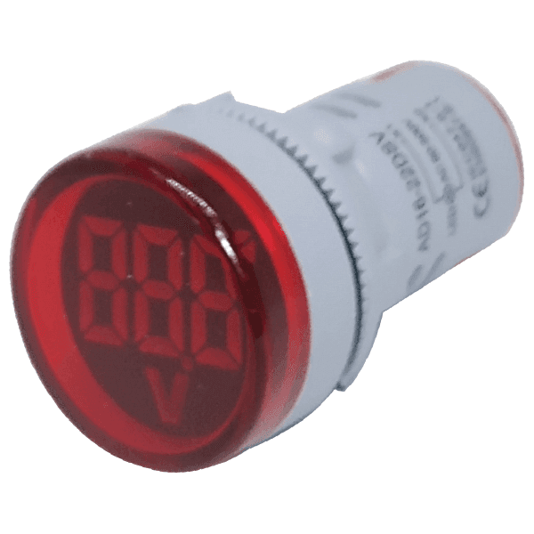 VOLTIMETRO DIGITAL AC REDONDO 22mm 20-500VAC ROJO