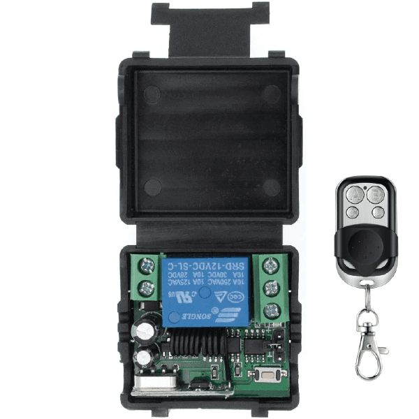 CONTROL REMOTO FRECUENCIA FIJA 433MHz + RECEPTOR CON RELE 12VDC 1 CANAL