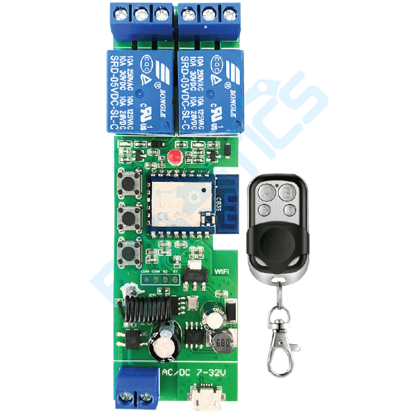 INTERRUPTOR/CONTROLADOR INTELIGENTE 2 CANALES WIFI + RF CON CONTROL REMOTO TUYA TYWB-2CH